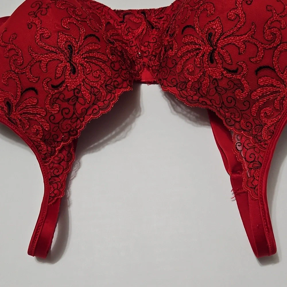 Playtex Red Lace Underwire Full Coverage Padded Bra Size 38DD - Picture 11 of 12